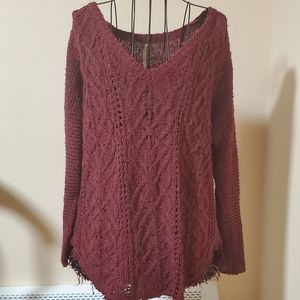 Free People knit v neck high low sweater size S